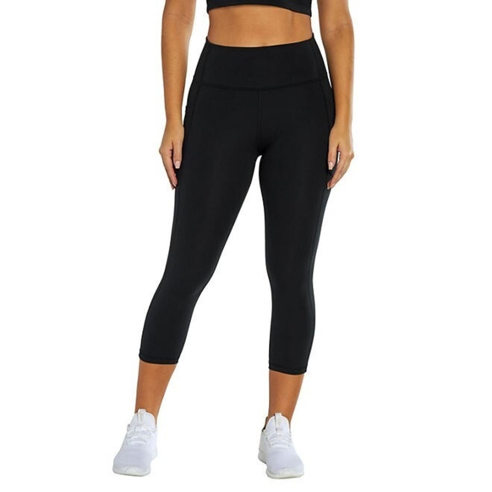 GapFit Women Black High Rise Cropped Leggings Side Pockets XS NWT
